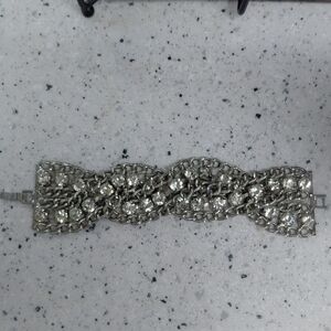Silver Rhinestone Statement Bracelet